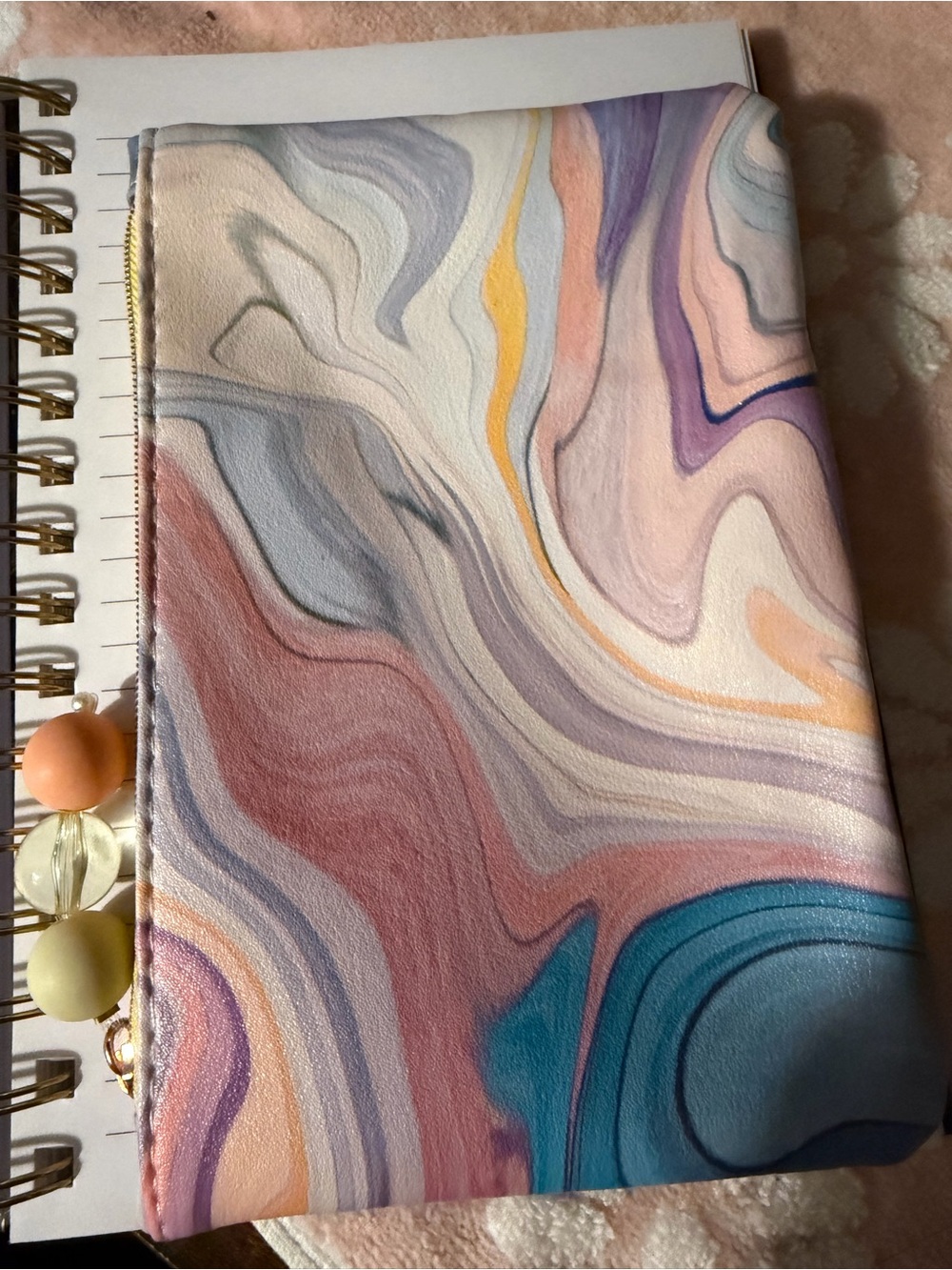 Abstract Marble Pattern bag Cover in Pink, Blue & Cream